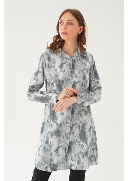 4236A Desenli Tunik Gri