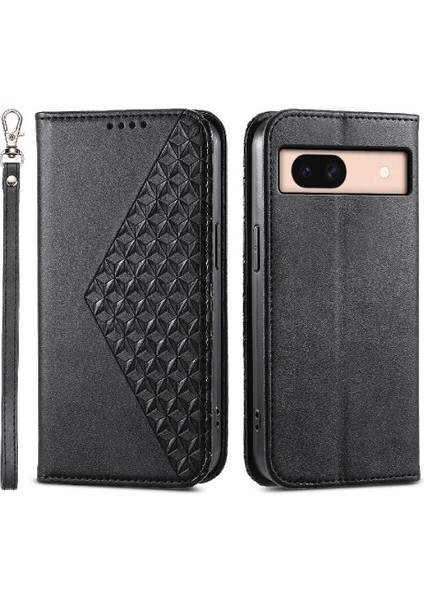 Google Piksel 8A Için Flip Case Standı El Kayışı Günlük Kullanım Eşkenar Dörtgen Şekli (Yurt Dışından)