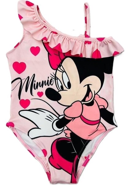 Yeni Sezon Kız Çocuk Minnie Mouse Desenli Mayo Tek Parça