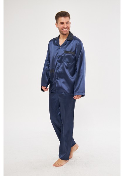Erkek Ropdöşambır Ve Saten Pijama Takımı 4'Lü Set- Ropman