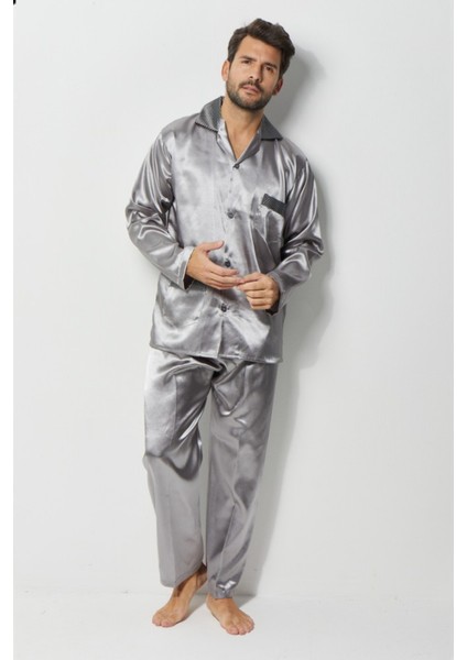 Erkek Ropdöşambır Ve Saten Pijama Takımı 4'Lü Set- Ropman modelleri