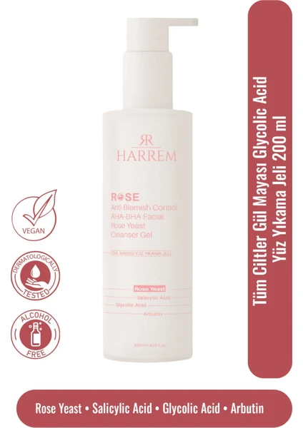 Rose Series Tüm Ciltler Gül Mayası Glycolic Acid Hassas Yüz Yıkama Jeli 200 ml