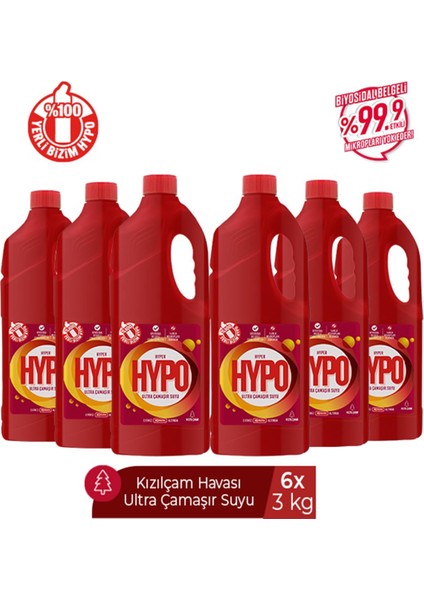 Hyper Hypo Ultra Kıvamlı Çamaşır Suyu Kızılçam 3 kg x 6 Adet