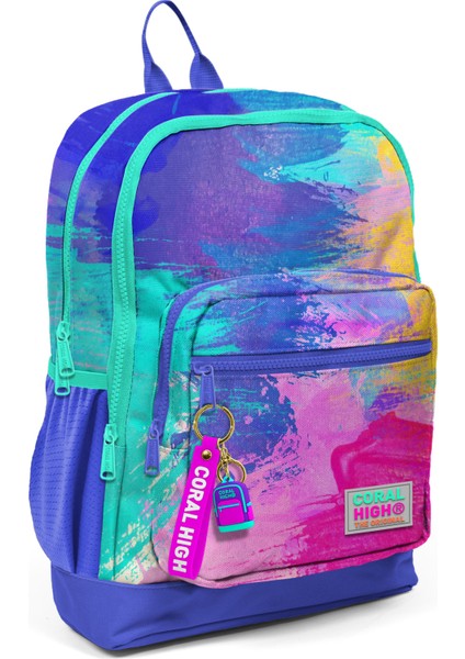 Kids Renkli Airbrush Desenli Desenli Dört Bölmeli Okul Sırt Çantası 23738