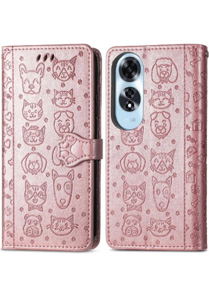 Oppo A60 4g Flip Kapak Için Flip Case Kısa Kayış Deri Kılıf Karikatür (Yurt Dışından)
