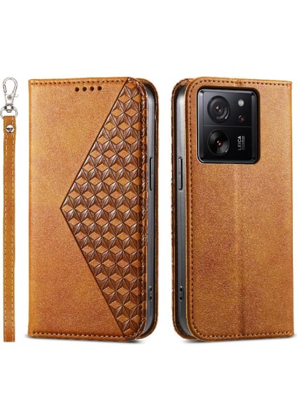 Xiaomi 13T El Kayışı Eşkenar Dörtgen Şekli Günlük Kullanım Standı Cüzdan Için Flip Case (Yurt Dışından)