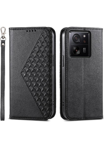 Xiaomi 13T El Kayışı Eşkenar Dörtgen Şekli Günlük Kullanım Standı Cüzdan Için Flip Case (Yurt Dışından)