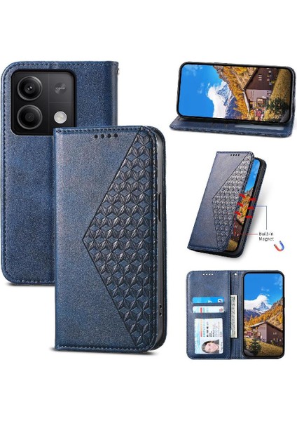 Xiaomi Redmi Not 13 Için Flip Case 4g Cüzdan Eşkenar Dörtgen Şekli Standı El Kullanımı (Yurt Dışından)