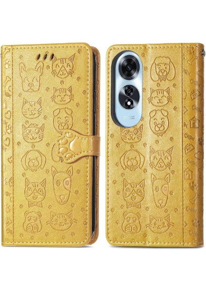 Oppo A60 4g Flip Kapak Için Flip Case Kısa Kayış Deri Kılıf Karikatür (Yurt Dışından)