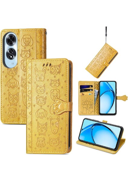 Oppo A60 4g Flip Kapak Için Flip Case Kısa Kayış Deri Kılıf Karikatür (Yurt Dışından) modelleri