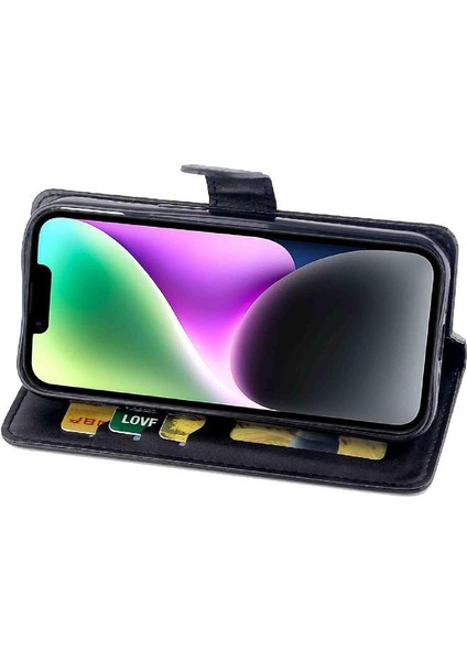 IPhone 14 Için Filp Durumda Pu Deri Manyetik Kapatma Kickstand Kart Tutucu (Yurt Dışından) modelleri