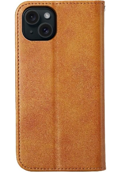 IPhone 15 Için Flip Case Artı El Kayışı Eşkenar Dörtgen Şekli Standı Cüzdan Günlük (Yurt Dışından) modelleri