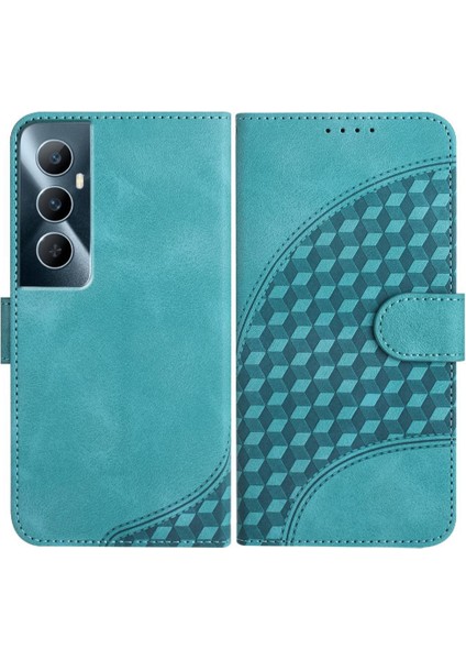 Realme C65 Flip Iş Geometrik Desen Pu Deri Flip Case (Yurt Dışından)
