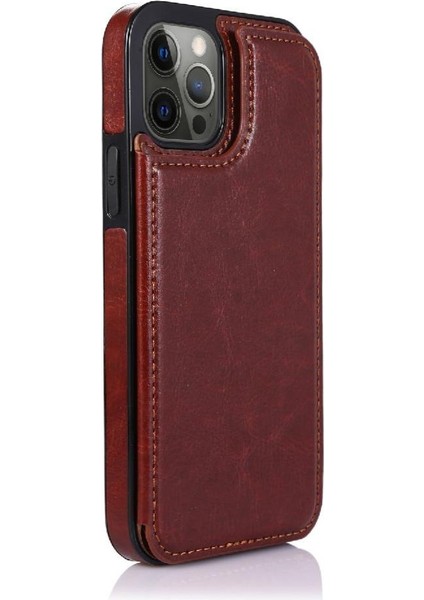 Kart Sahibi ile IPhone 13 Pro Max Pu Deri Kart Yuvaları Için Cüzdan Kılıf (Yurt Dışından)