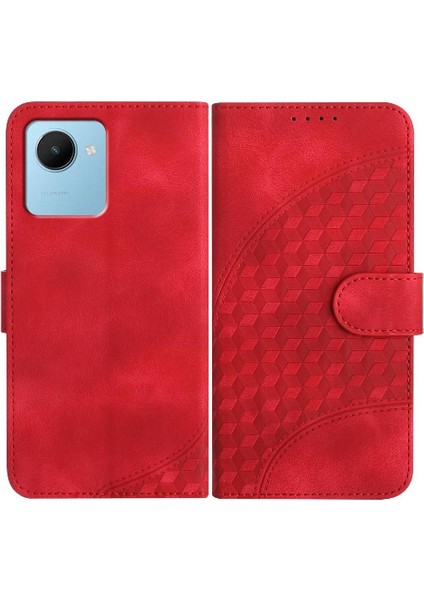 Realme C30 Manyetik Kart Tutucu Için Flip Case Darbeye Deri Kılıf Flip (Yurt Dışından)