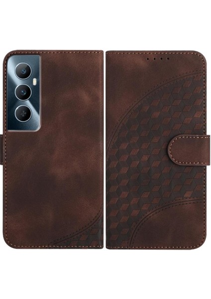 Realme C65 Flip Iş Geometrik Desen Pu Deri Flip Case (Yurt Dışından)