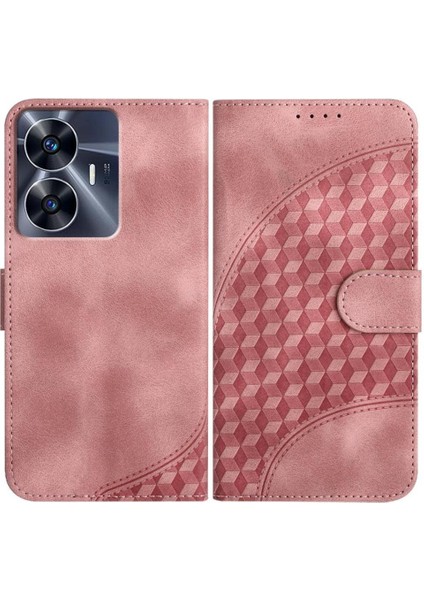 Realme C55 Manyetik Kart Tutucu Için Flip Case Pu Deri Kapak Çevirin (Yurt Dışından)