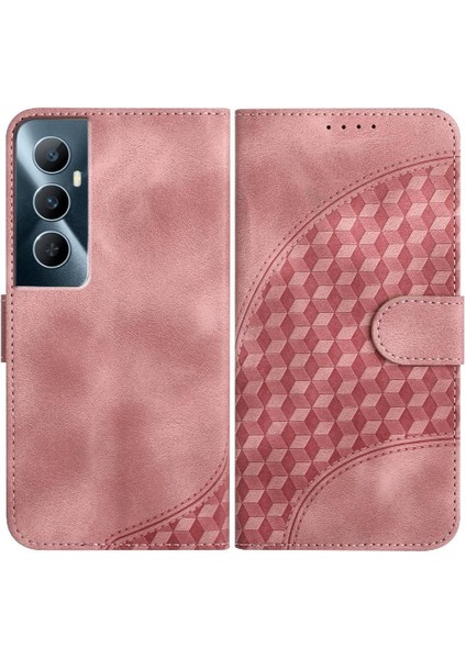 Realme C65 Flip Iş Geometrik Desen Pu Deri Flip Case (Yurt Dışından)