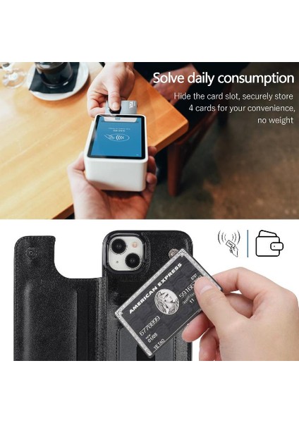 IPhone 15 Için Cüzdan Durumda Artı Kart Yuvaları Kickstand Çift Manyetik Toka (Yurt Dışından) fiyatları