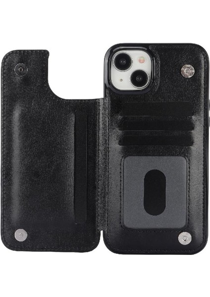 IPhone 15 Için Cüzdan Durumda Artı Kart Yuvaları Kickstand Çift Manyetik Toka (Yurt Dışından) fırsatları