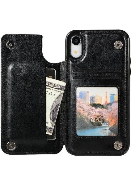 Kart Tutucu ile IPhone Xr Pu Deri Kickstand Kart Yuvaları Için Cüzdan Kılıf (Yurt Dışından) indirimleri