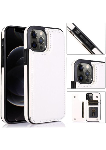 IPhone 12 Için Cüzdan Durumda Pro Max Çift Manyetik Toka Kart Yuvaları Pu (Yurt Dışından)