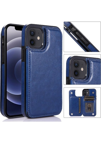 Kart Tutucu Çift Manyetik ile IPhone 12 Mini Kickstand Için Cüzdan Kılıf (Yurt Dışından) modelleri