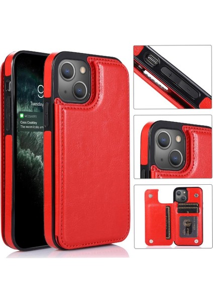 Kart Tutucu Kickstand Kart Yuvaları Pu ile IPhone 13 Mini Için Cüzdan Kılıf (Yurt Dışından)