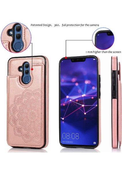 Huawei Mate 20 Lite Çift Düğmeler Çiçek Için Kart Tutucu Kılıf ile Cüzdan (Yurt Dışından) modelleri