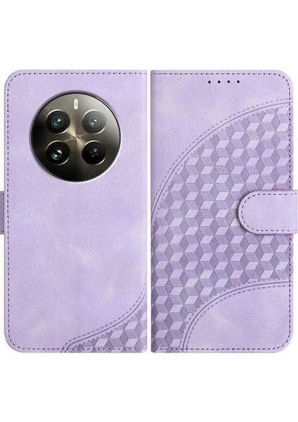 Realme 12 Artı Pu Deri Kapak Çevirin Manyetik Kart Tutucu (Yurt Dışından)