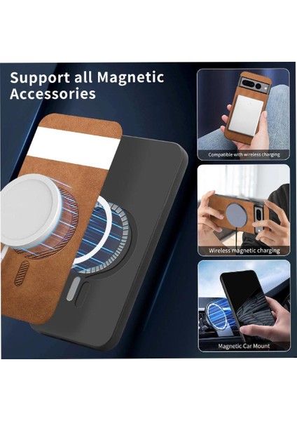Google Piksel 7 Pro Kablosuz Şarj Ince Magsafe Araba Için Flip Case (Yurt Dışından)