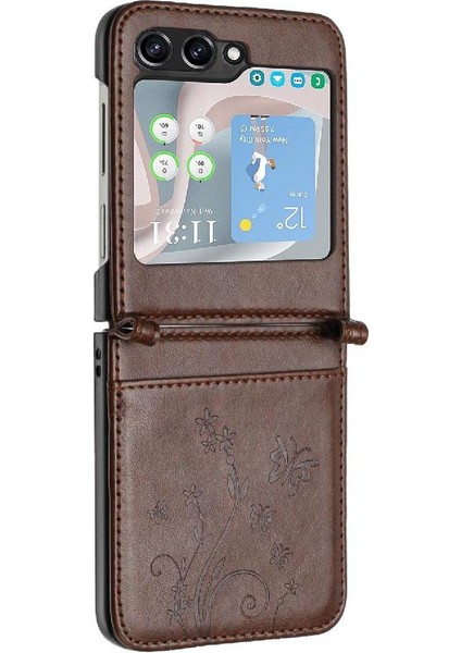 Samsung Galaxy Z Flip5 Pu Deri Kart Tutucu Bilek Kayışı Için Filp Durumda (Yurt Dışından) modelleri