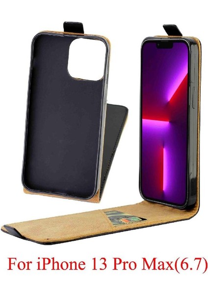 Dikey Flip Case IPhone 13 Pro Max Tpu Deri Kart Yuvası Koruyucu (Yurt Dışından)