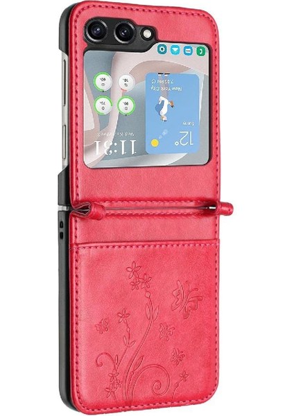 Samsung Galaxy Z Flip5 Pu Deri Kart Tutucu Bilek Kayışı Için Filp Durumda (Yurt Dışından) modelleri