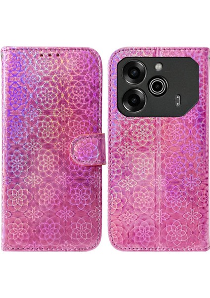 Tecno Pova 6 Pro 5g Için Flip Case Kart Yuvası Standı Tutucu Glitter Renkli (Yurt Dışından)