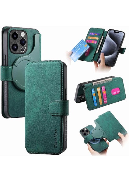 IPhone 15 Için Flip Case Pro Retro Kart Standı Cüzdan Mıknatıs Koruyucu (Yurt Dışından)