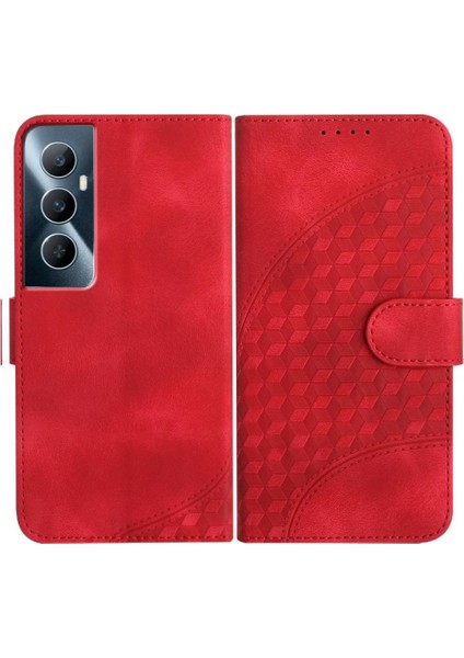 Realme C65 Flip Iş Geometrik Desen Pu Deri Flip Case (Yurt Dışından)