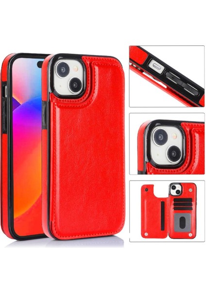 IPhone 15 Için Cüzdan Durumda Artı Kart Yuvaları Kickstand Çift Manyetik Toka (Yurt Dışından)