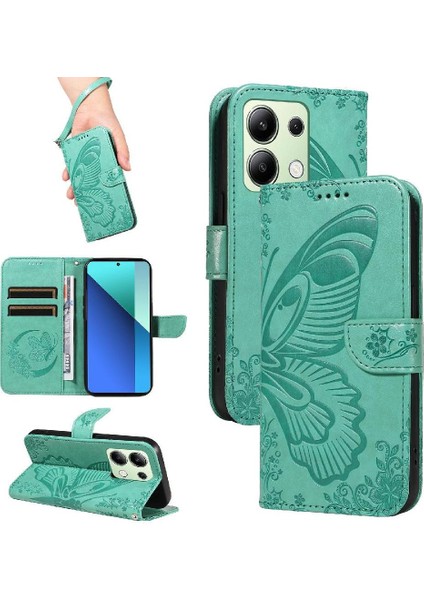 Xiaomi Redmi Not 13 Için Flip Case 4g Ayrılabilir El Kayışı Kabartmalı Yüksek (Yurt Dışından)