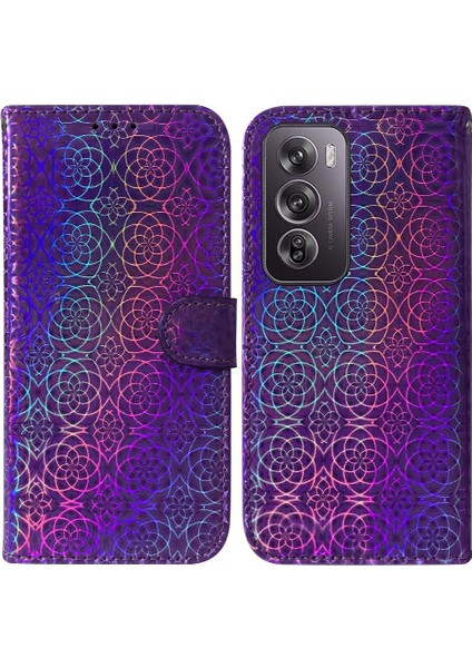 Oppo Oppo 12 Pro 5g Premium Pu Deri Glitter Renkli Kart Için Flip Case (Yurt Dışından)