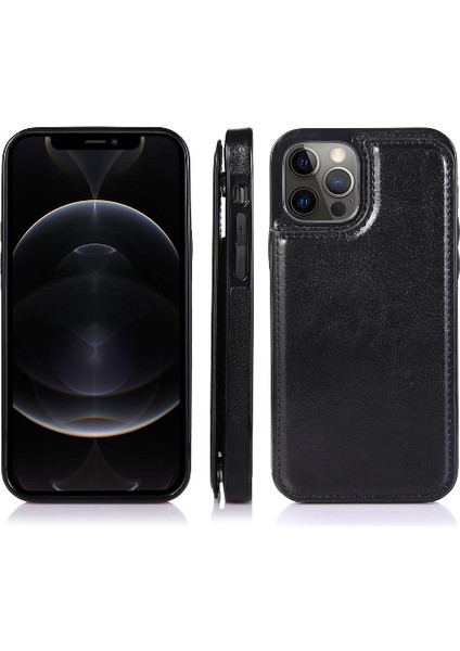 IPhone 12 Için Cüzdan Durumda Pro Max Çift Manyetik Toka Kart Yuvaları Pu (Yurt Dışından)