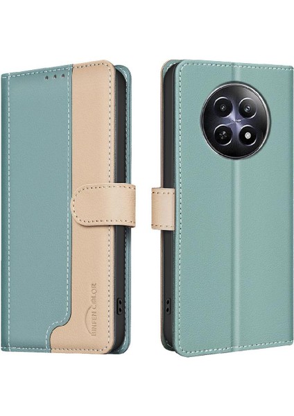 Realme 12 5g Kickstand Rfıd Engelleme Kart Yuvaları Tutucu Flip Case (Yurt Dışından)