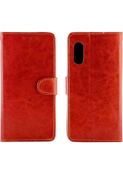 Samsung Galaxy Xcover Pro Kickstand Kart Tutucu Pu Deri Için Flip Case (Yurt Dışından)