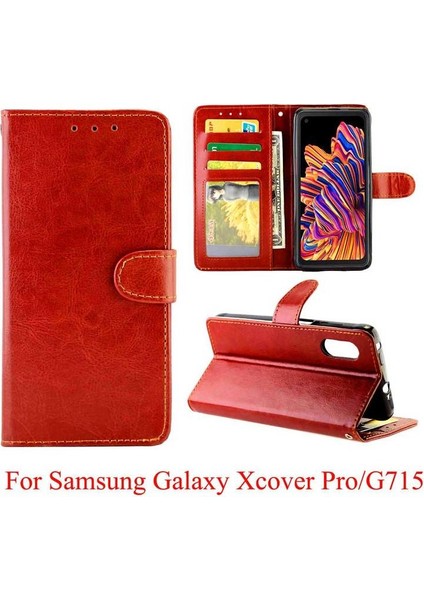 Samsung Galaxy Xcover Pro Kickstand Kart Tutucu Pu Deri Için Flip Case (Yurt Dışından)