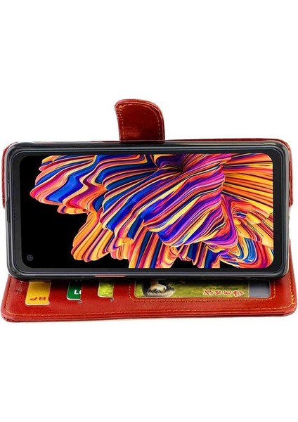 Samsung Galaxy Xcover Pro Kickstand Kart Tutucu Pu Deri Için Flip Case (Yurt Dışından)