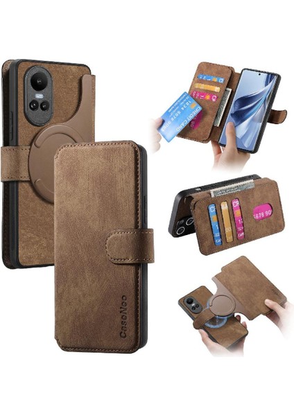 Oppo Oppo 10 5g Mıknatıs Koruyucu Malzeme Için Flip Case Retro Kart Standı (Yurt Dışından)