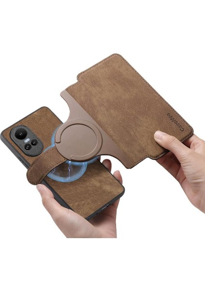 Oppo Oppo 10 5g Mıknatıs Koruyucu Malzeme Için Flip Case Retro Kart Standı (Yurt Dışından)