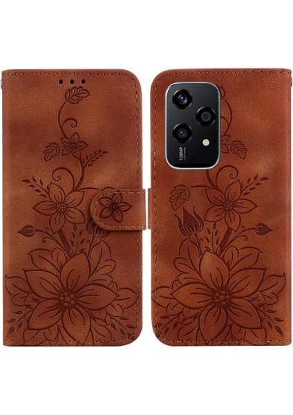Onur Için Flip Case 200 Lite Kabartmalı Zambak Manyetik Kickstand Kart Tutucu (Yurt Dışından)