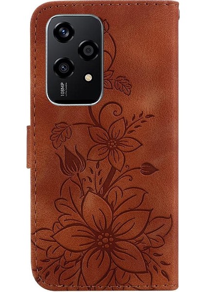 Onur Için Flip Case 200 Lite Kabartmalı Zambak Manyetik Kickstand Kart Tutucu (Yurt Dışından)