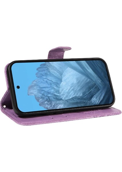 Kredi Kartı Yuvası Yüksek Kaliteli Deri ile Google Pixel 9 Için Flip Case (Yurt Dışından) modelleri